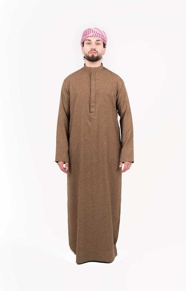 Mens Brown Semiramis Kuwaiti Thobe