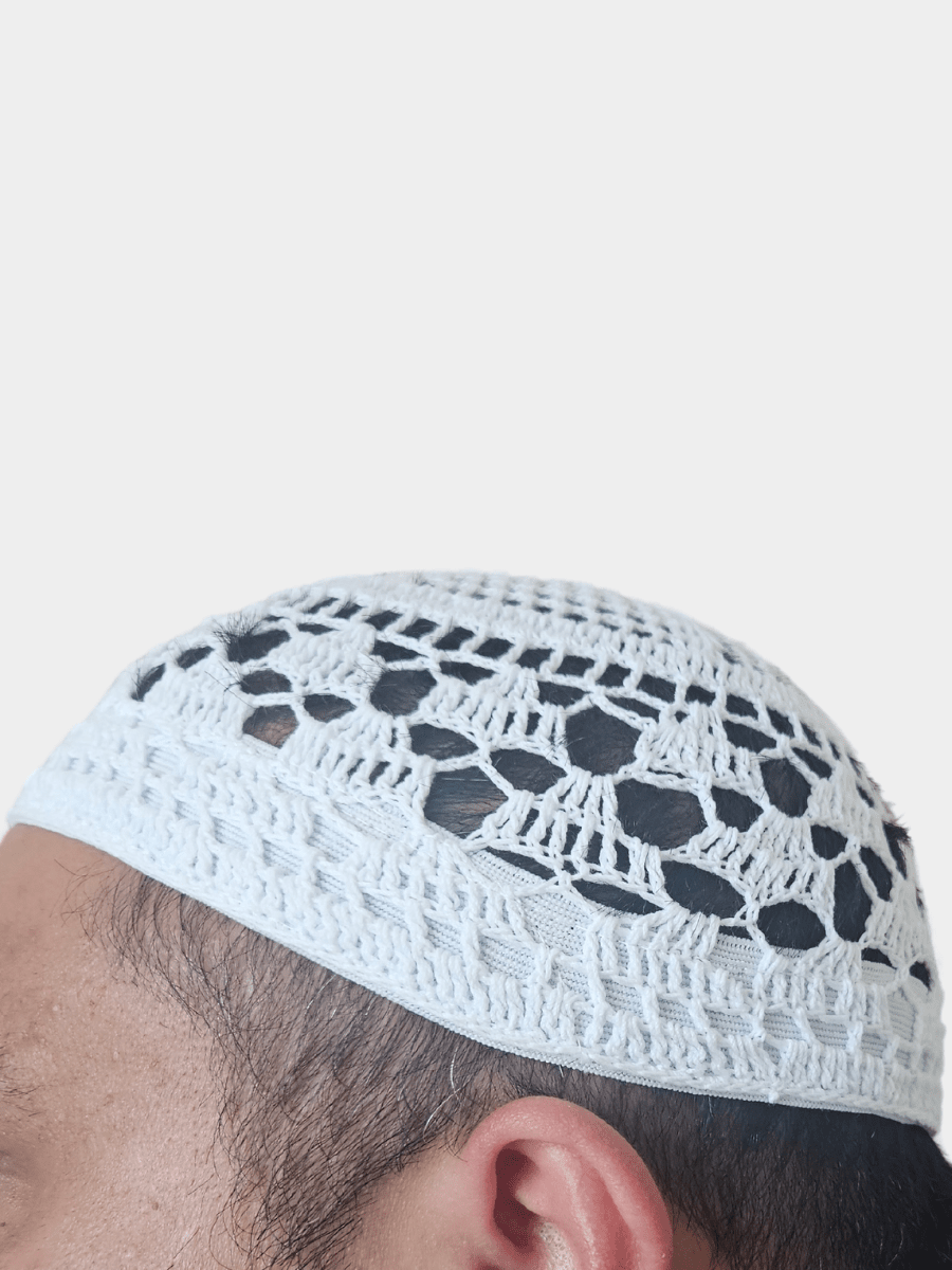 Pain White Topi / Kufi with Elastic