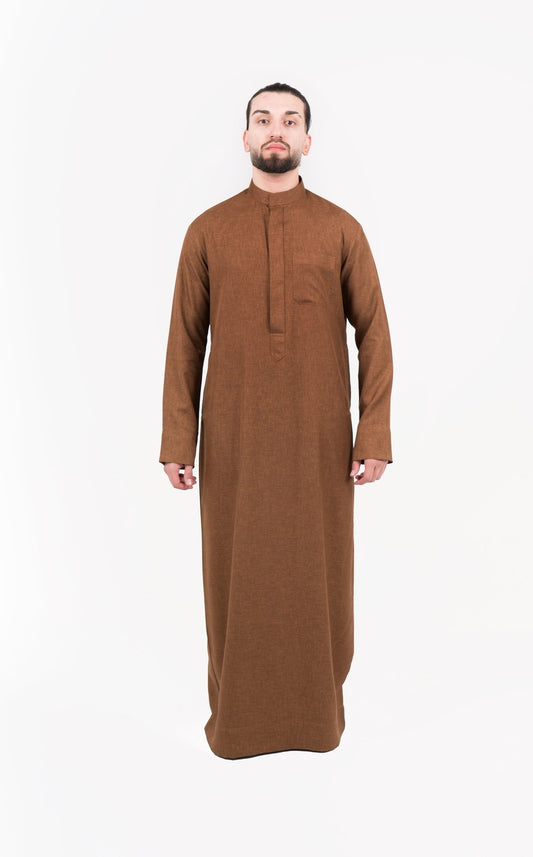 Mens Caramel Brown Semiramis Kuwaiti Thobe