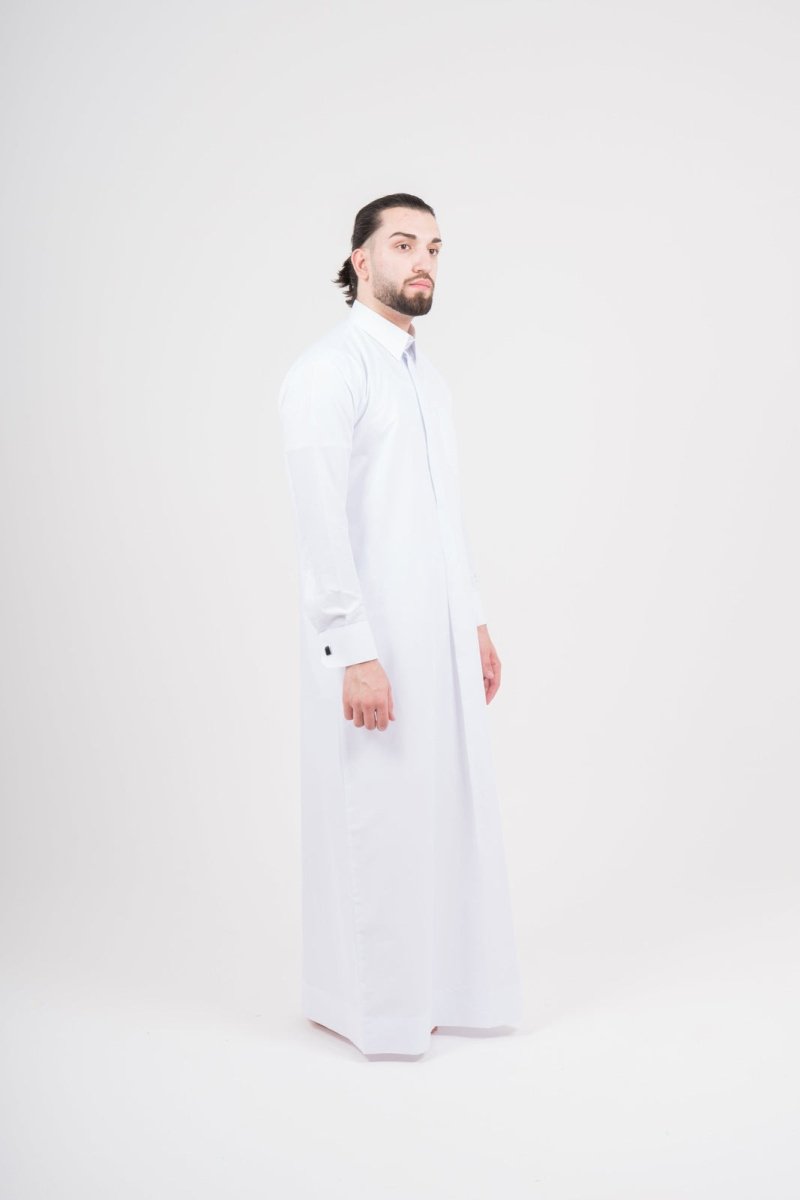 Mens White Cashmere Wool Qatari Thobe