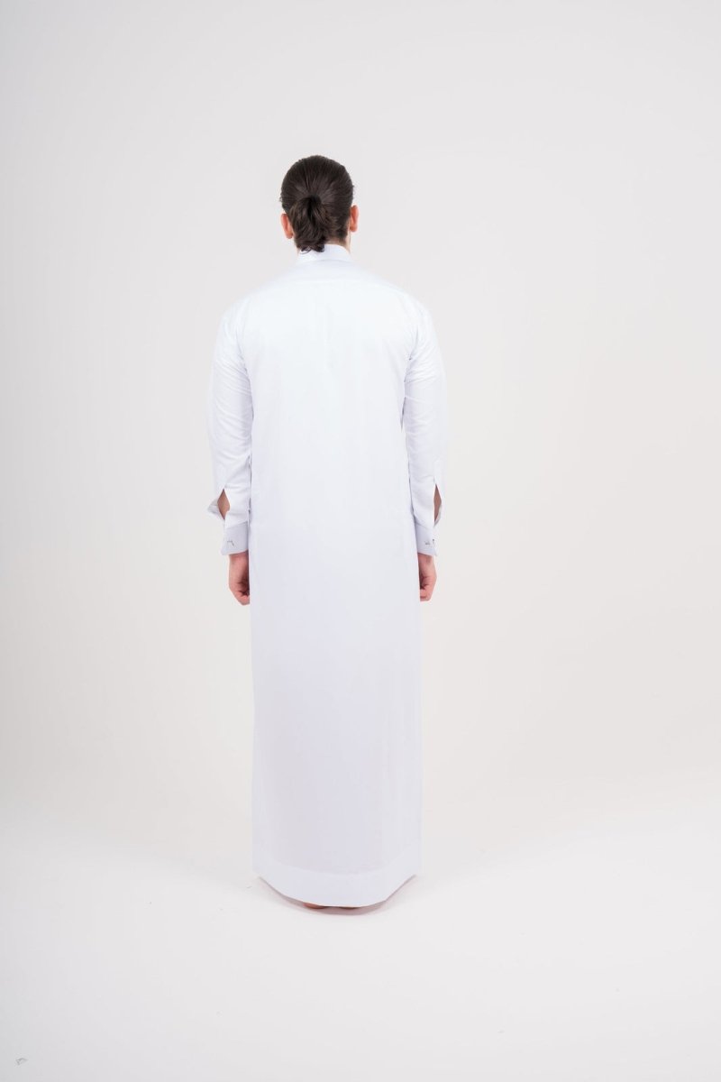Mens White Cashmere Wool Qatari Thobe