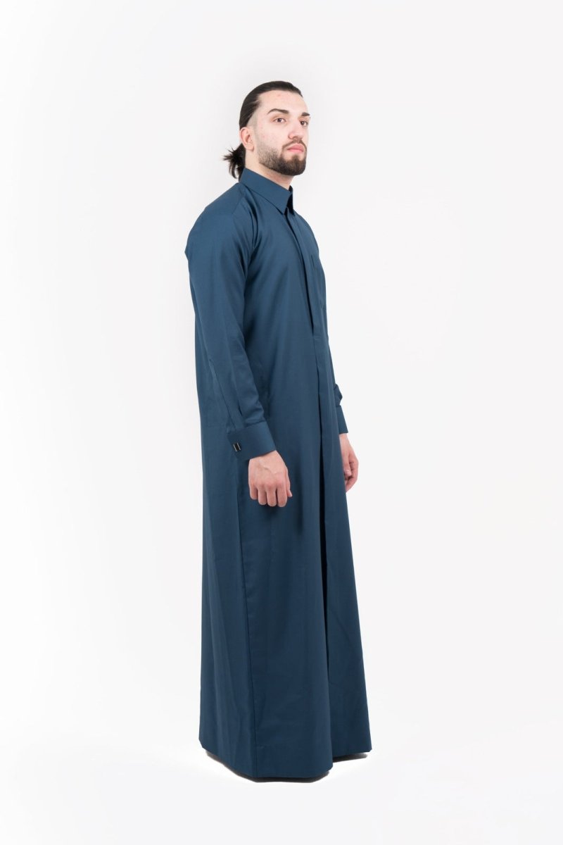 Mens Aqua Cashmere Wool Qatari Thobe