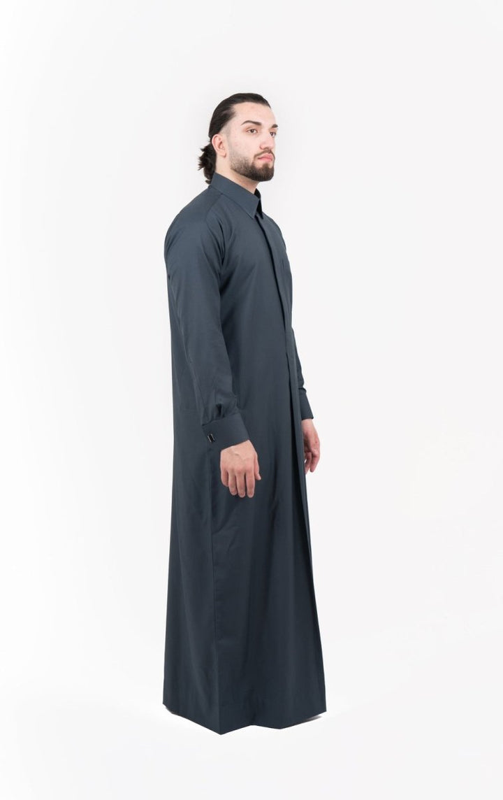 Mens Carbon Cashmere Wool Qatari Thobe