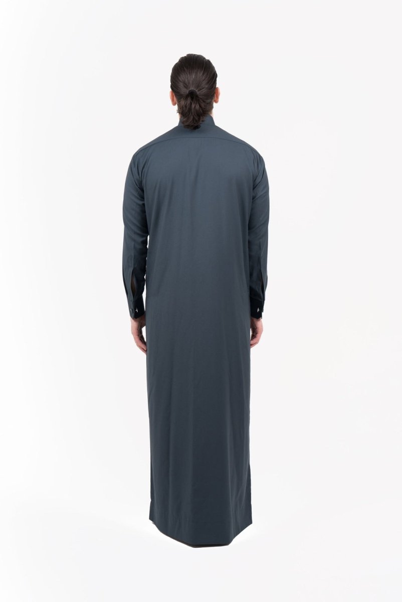 Mens Carbon Cashmere Wool Qatari Thobe