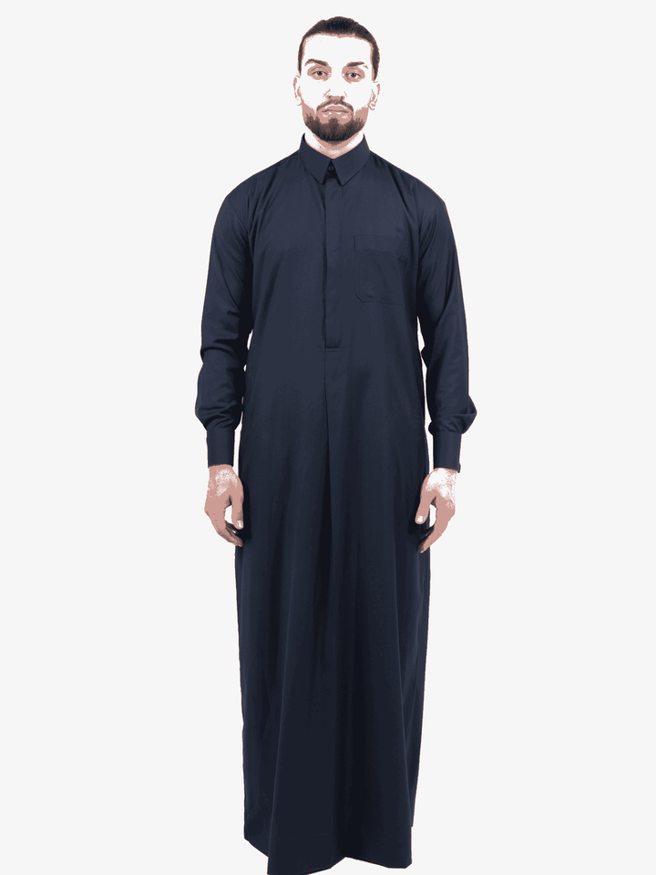 Mens Marine Cashmere Wool Qatari Thobe