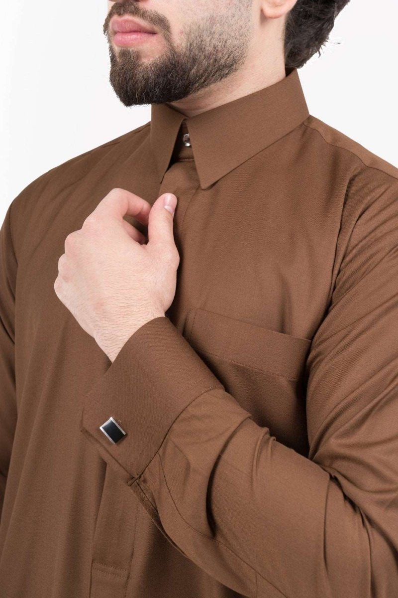 Mens Copper Cashmere Wool Qatari Thobe