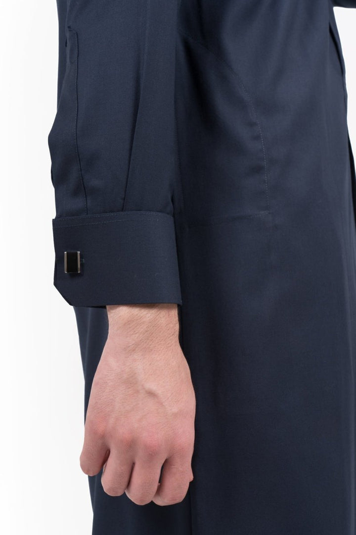 Mens Marine Cashmere Wool Qatari Thobe