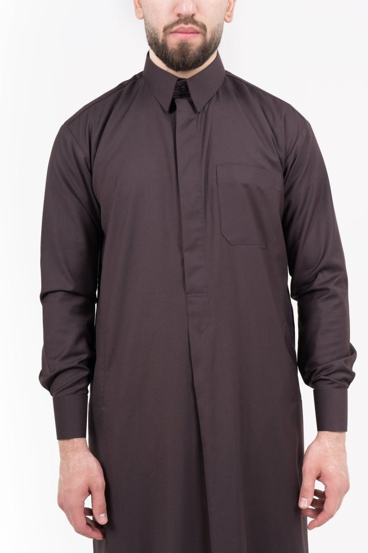 Mens Mulberry Cashmere Wool Qatari Thobe