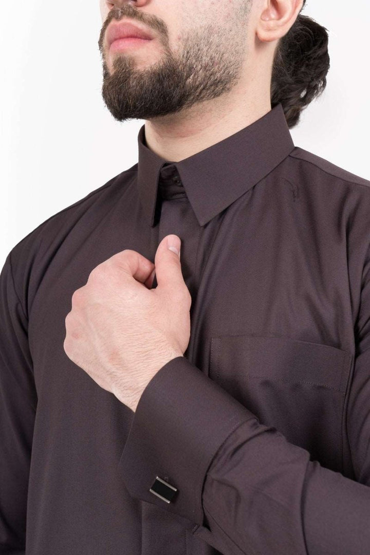 Mens Mulberry Cashmere Wool Qatari Thobe