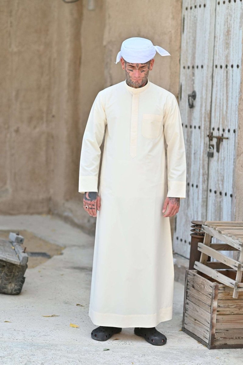 Mens Cream Kuwaiti Thobe