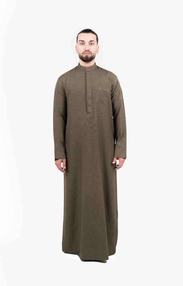 Mens Olive Semiramis Kuwaiti Thobe