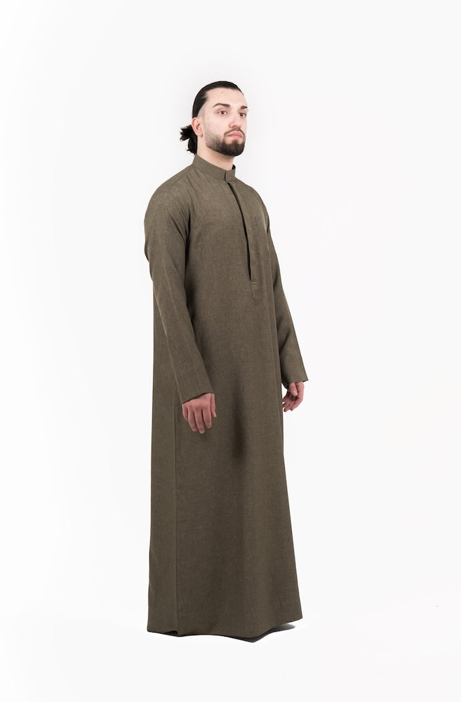 Mens Olive Semiramis Kuwaiti Thobe