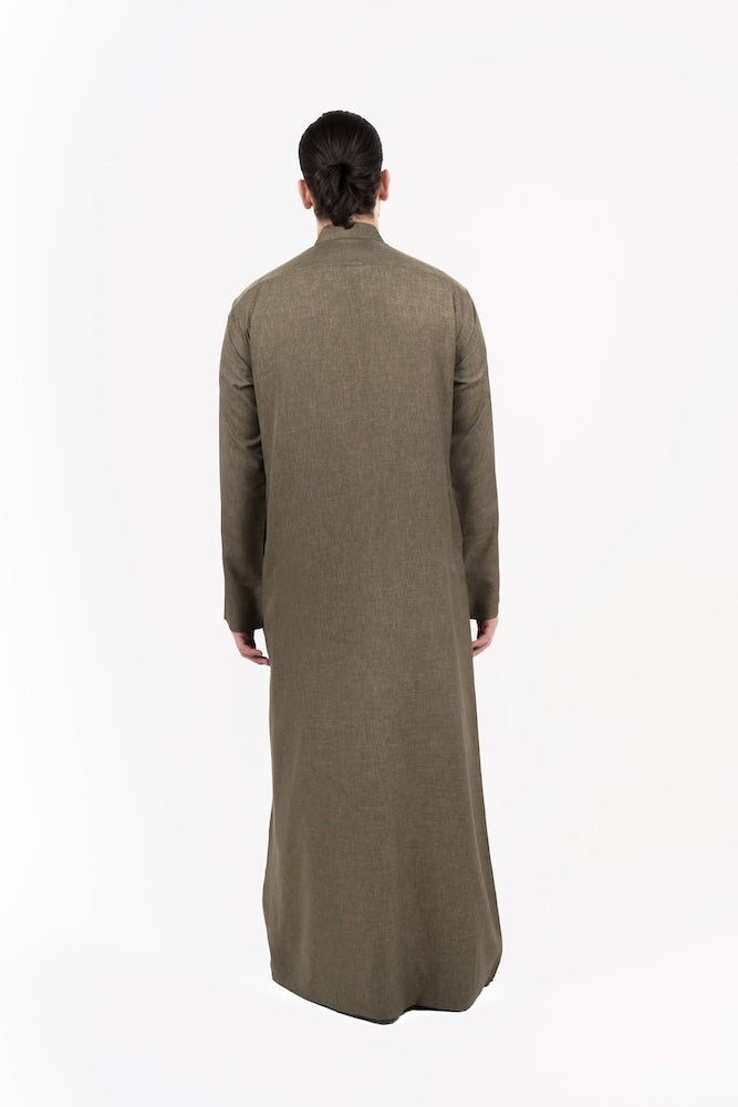 Mens Olive Semiramis Kuwaiti Thobe