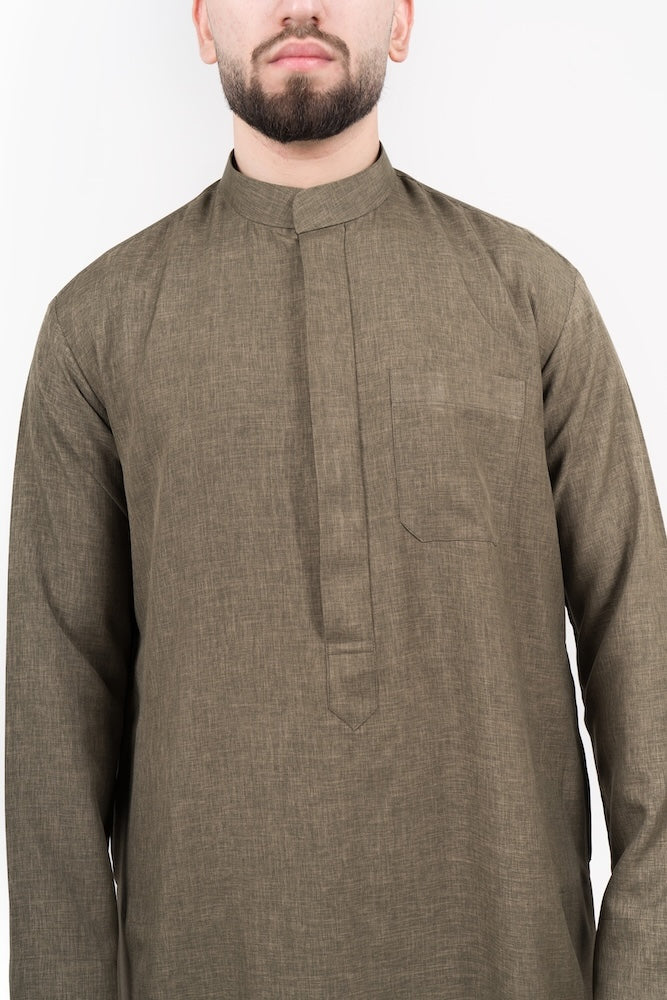 Mens Olive Semiramis Kuwaiti Thobe