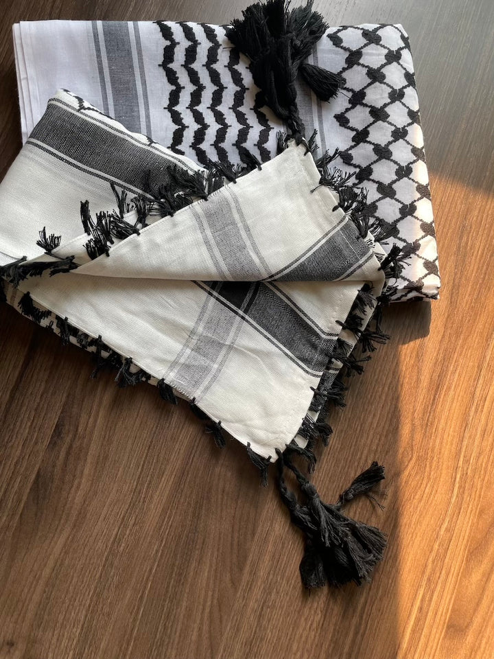 Unisex Black and White Keffiyeh Scarf