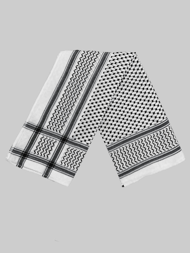 Unisex Black and White Keffiyeh Scarf