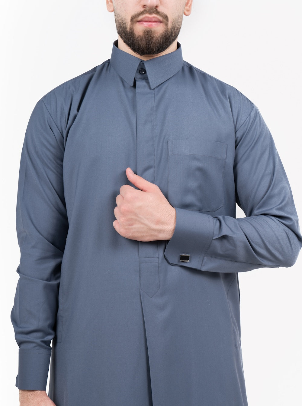 Mens Plain Cashmere Wool 3 Thobe Bundle Set + Free Shemagh & Skull Cap