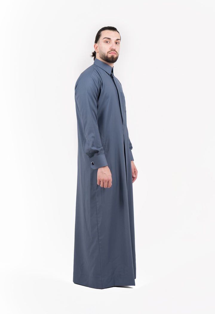 Mens Plain Cashmere Wool 3 Thobe Bundle Set + Free Shemagh & Skull Cap