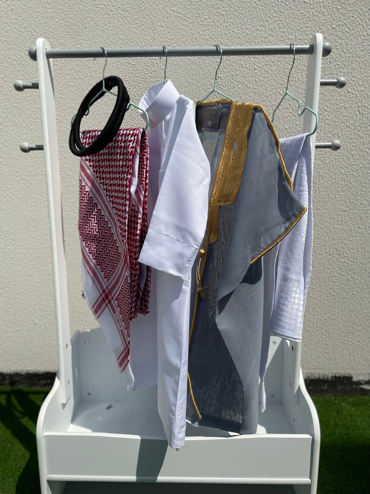 Prestige Baby Boy Thobe Gift Set | Grey Bisht 0-12 Months - 5 Items