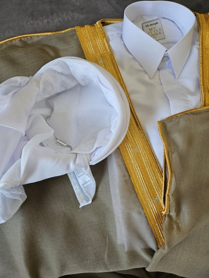 Mens Qatari Thobe 3 Pcs Set