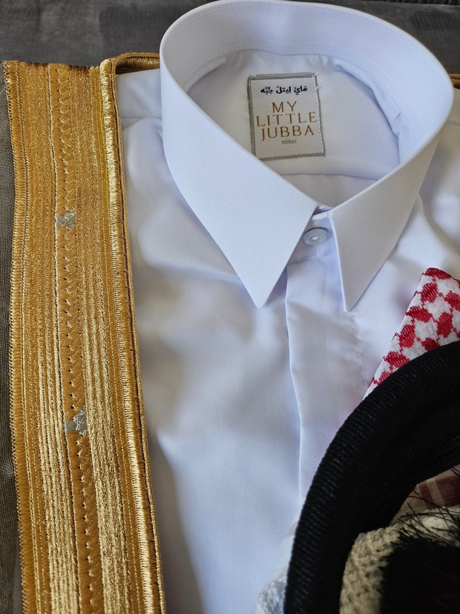 Mens Qatari Thobe 5 Pcs Set Red Shemagh