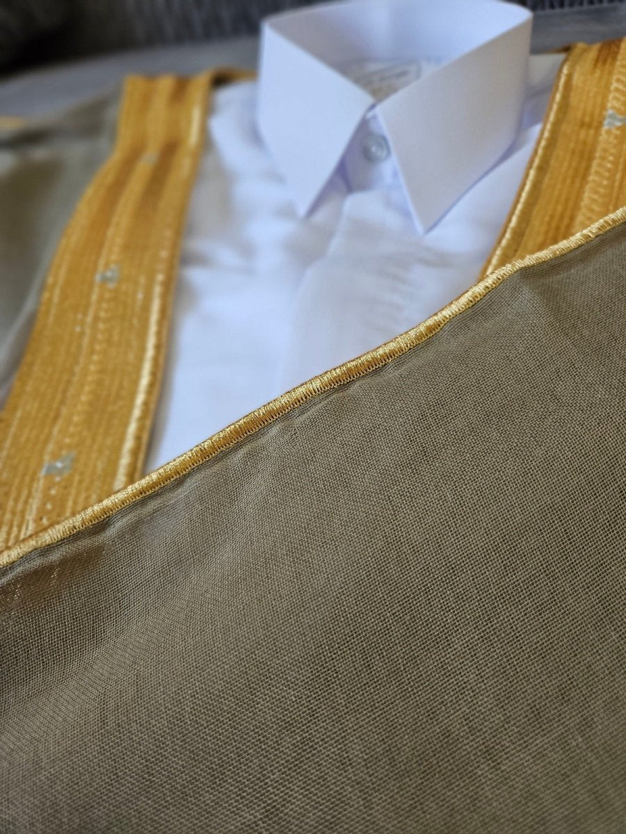 Mens Qatari Thobe 5 Pcs Set White Shemagh
