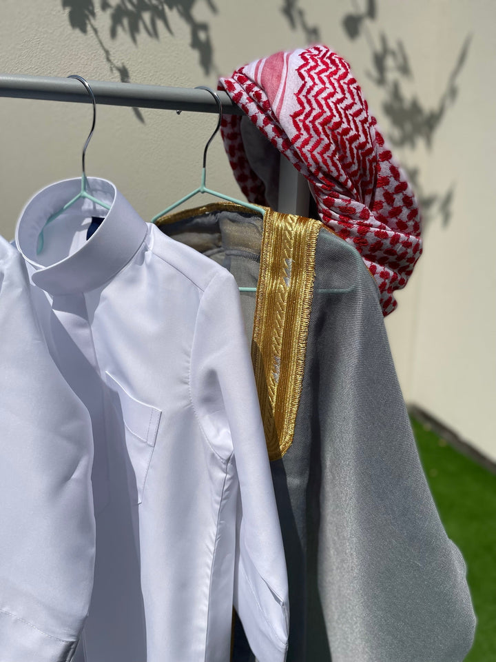 Signature Baby Boy Thobe Gift Set | Grey Bisht 0-12 Months - 8 Items