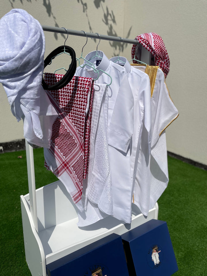 Signature Baby Boy Thobe Gift Set | White Bisht 0-12 Months - 8 Items
