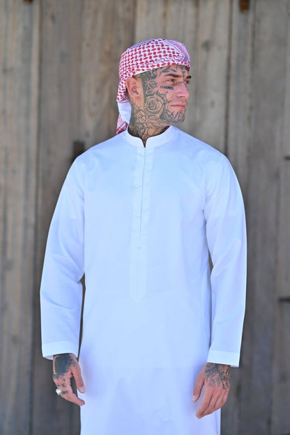 Mens Pure White Bahraini Thobe