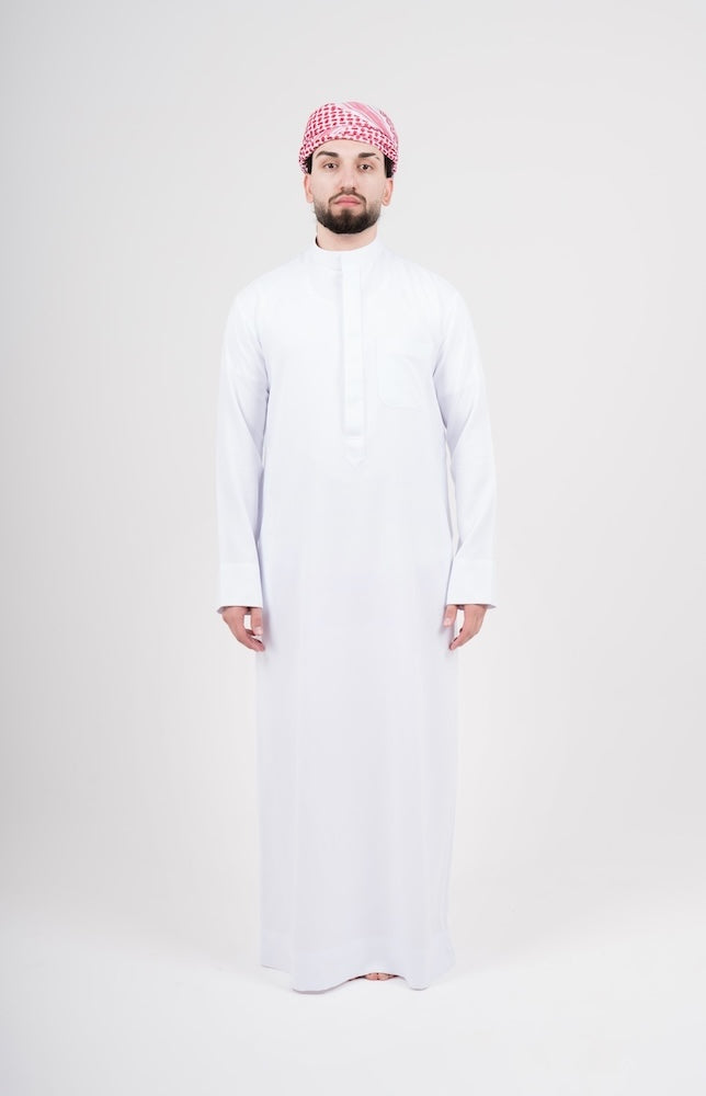Mens White Semiramis Kuwaiti Thobe