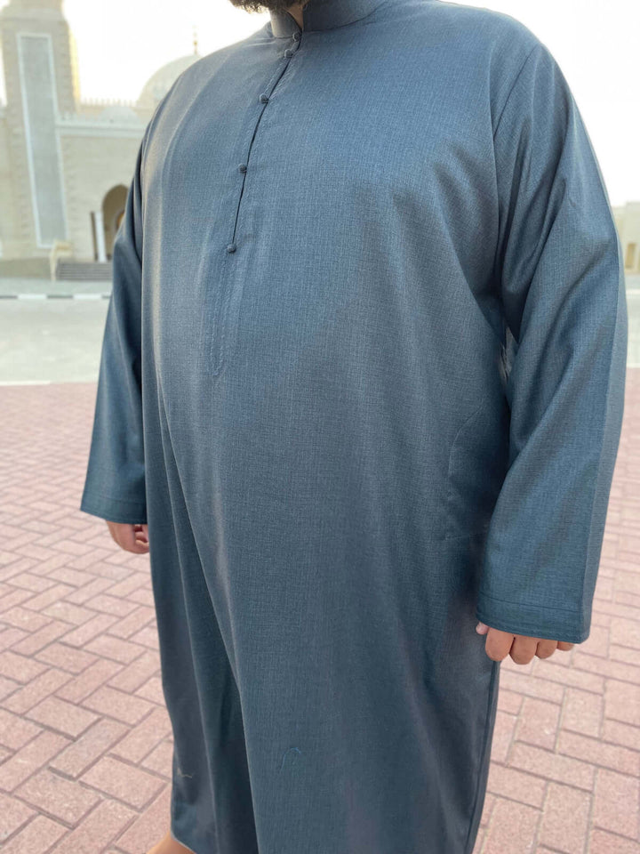 Mens Blue Cashmere Wool Bahraini Thobe