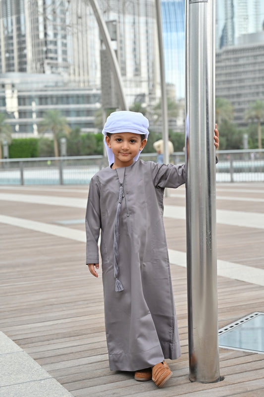 Grey Emirati Boys Jubba